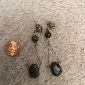 💖Artisan sterling, and green dangle earrings💖